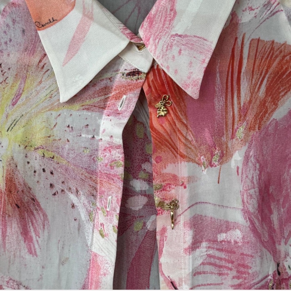 Roberto Cavalli Pink and Red Floral Blouse - Picture 4 of 6